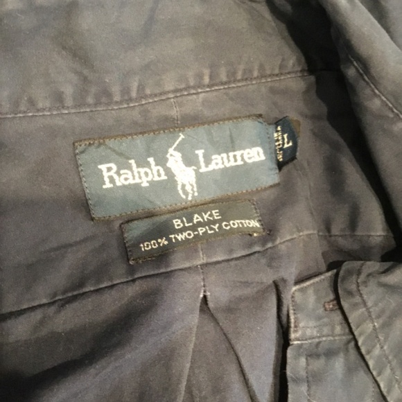Vintage Ralph Lauren Blue Casual Button Up Shirt Large Polo Ralph Lauren Plain - Picture 3 of 4